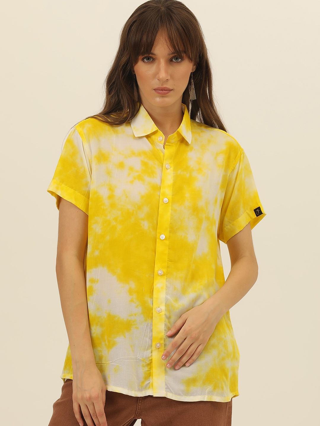

JAVINISHKA Women Comfort Opaque Printed Casual Shirt, Yellow