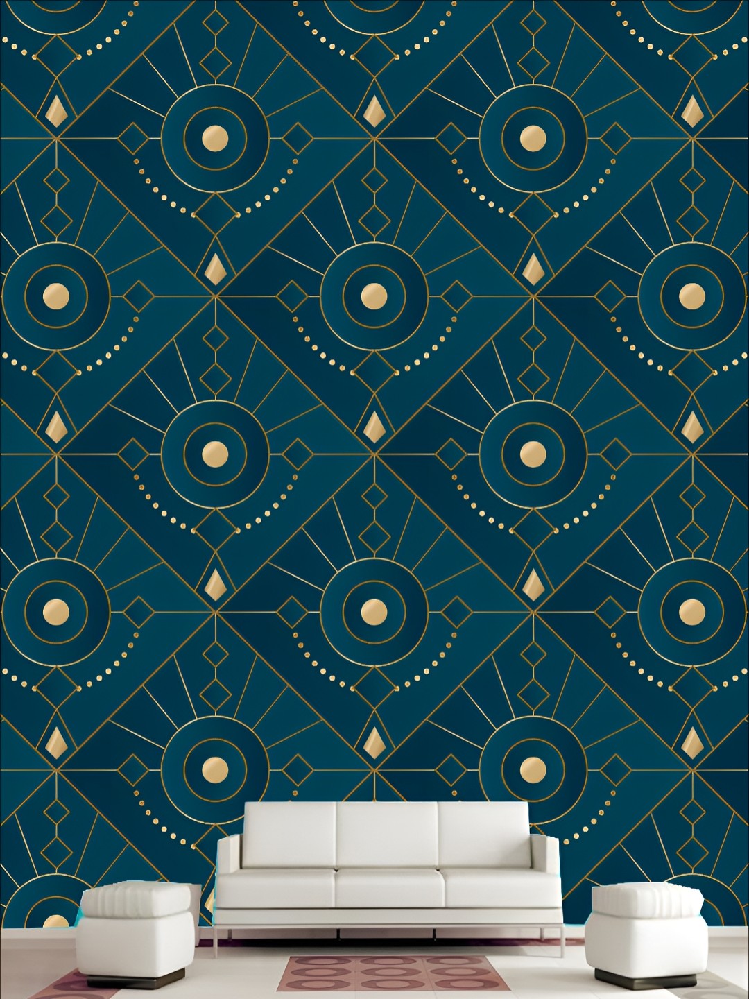 

KSHIRSA Teal Green & Beige Printed 3D Self Adhesive Wall Stickers