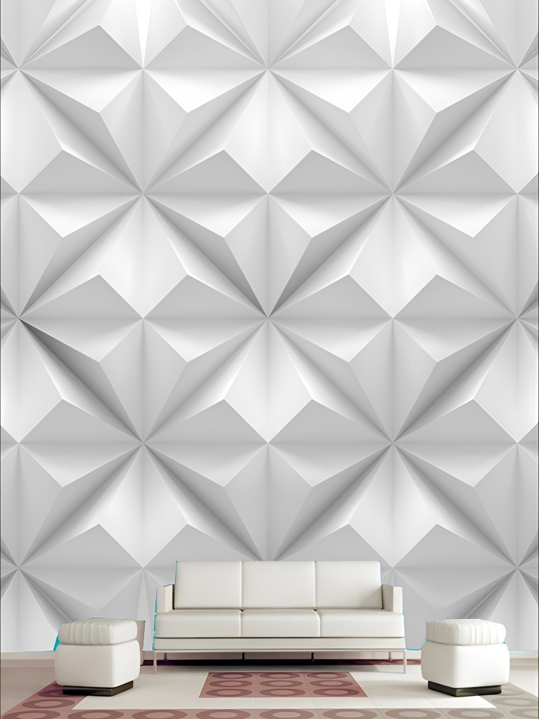 

KSHIRSA White Geometric Printed Self-Adhesive Laminated Wallpaper