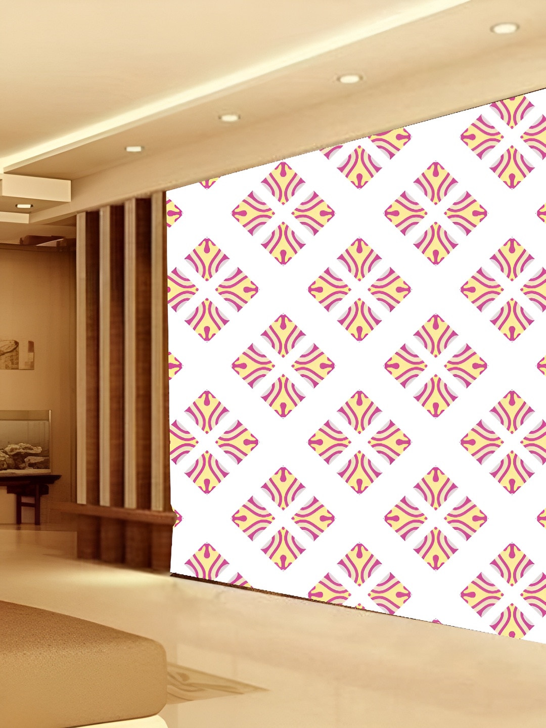 

KSHIRSA White & Pink Geometric Printed Self-Adhesive Wallpaper