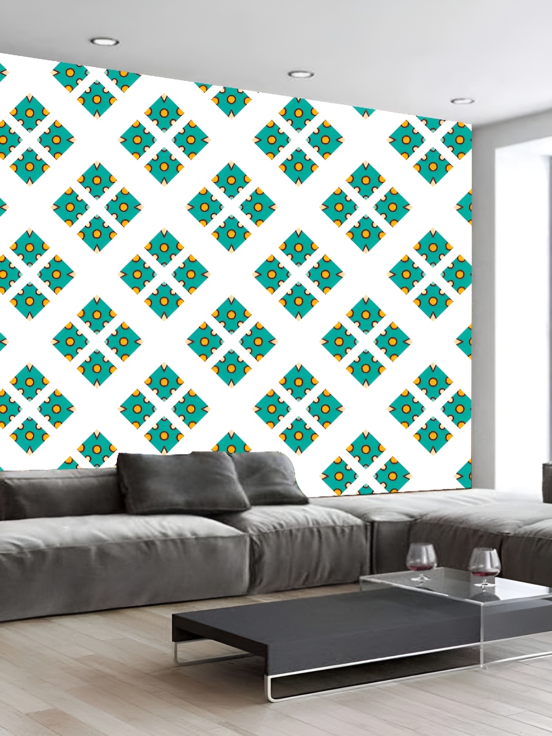 

KSHIRSA White & Green Printed 3D Self Adhesive Wall Stickers