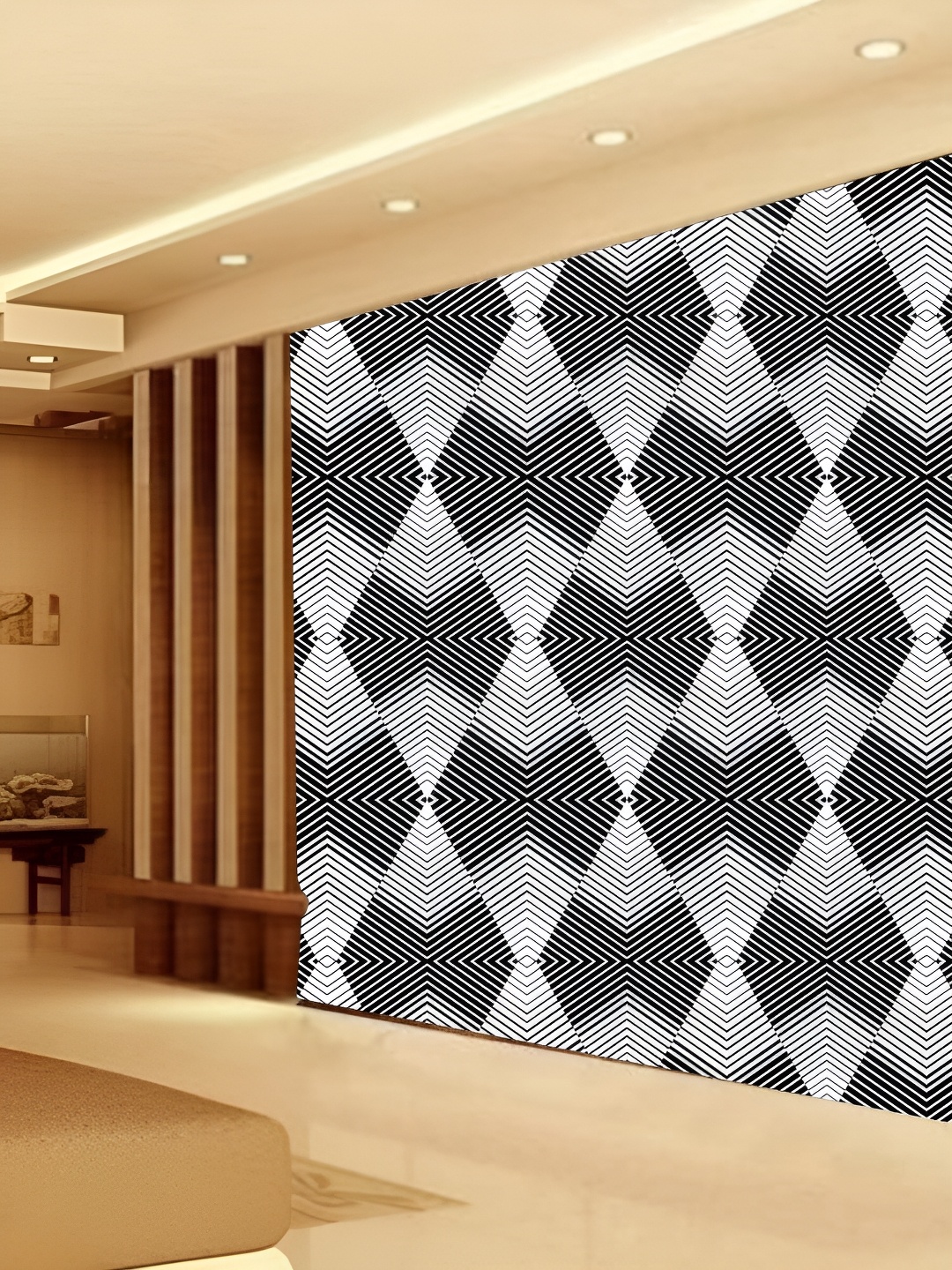 

KSHIRSA White & Black Printed 3D Self Adhesive Wall Stickers