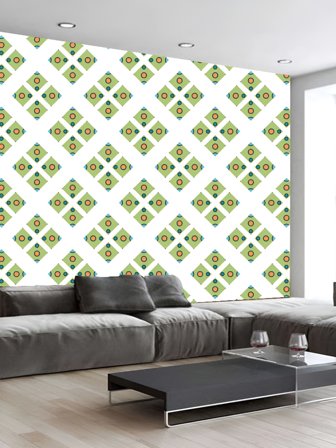 

KSHIRSA White & Green Printed 3D Self Adhesive Wall Stickers