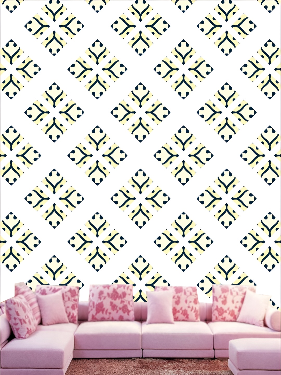 

KSHIRSA White & Black Printed 3D Self Adhesive Wall Stickers