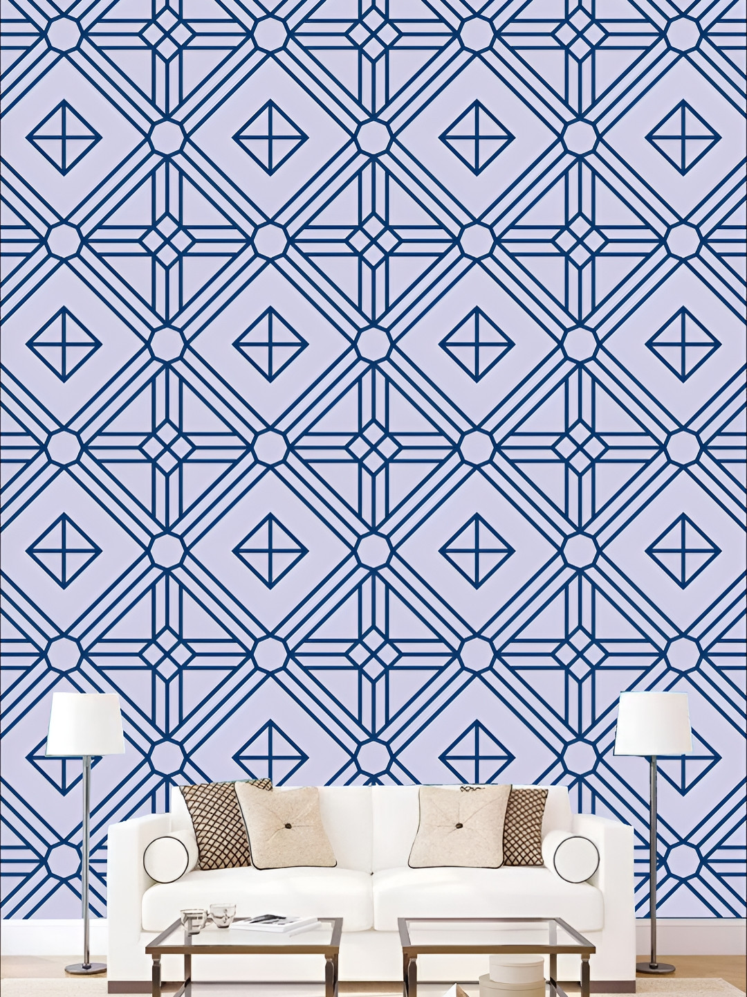 

KSHIRSA Blue Printed 3D Self Adhesive Wall Stickers