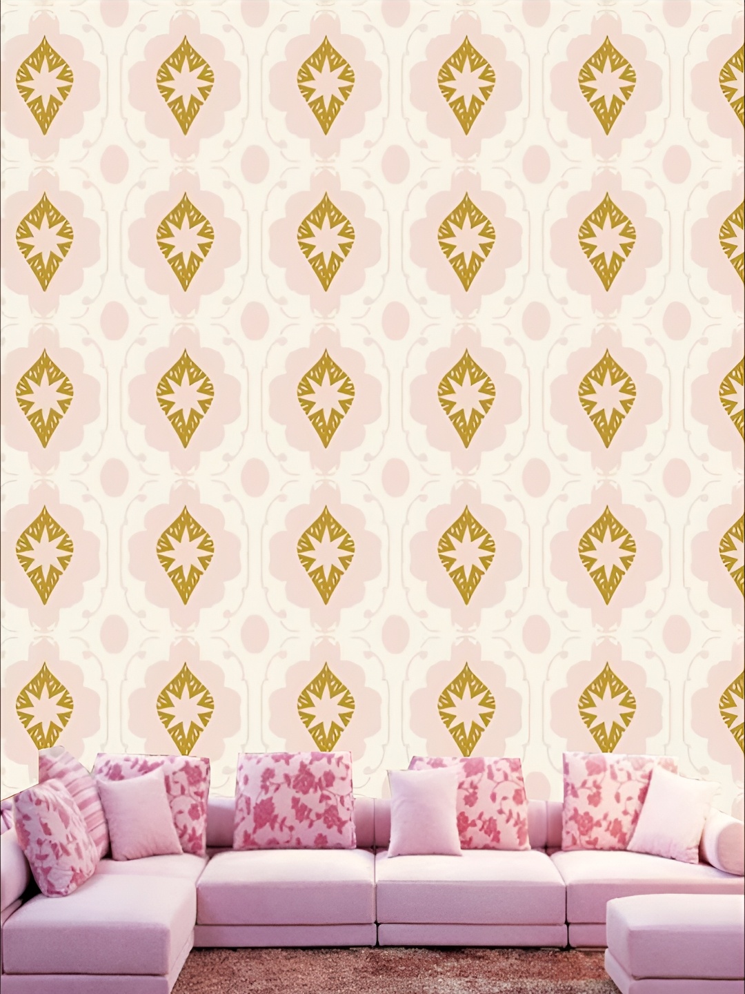 

KSHIRSA White & Yellow Ethnic Motifs Printed Self Adhesive 3D Wallpaper