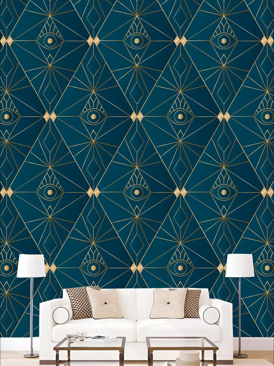 

KSHIRSA Teal Blue Printed 3D Self Adhesive Wall Stickers