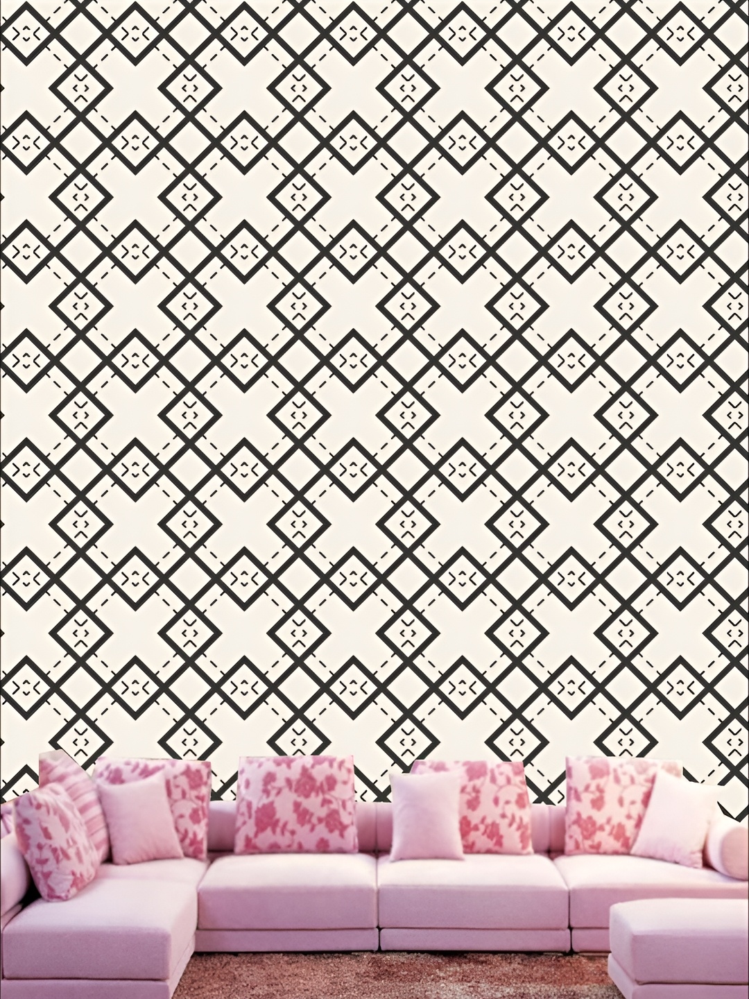 

KSHIRSA White & Black Printed Self Adhesive 3D Wallpaper