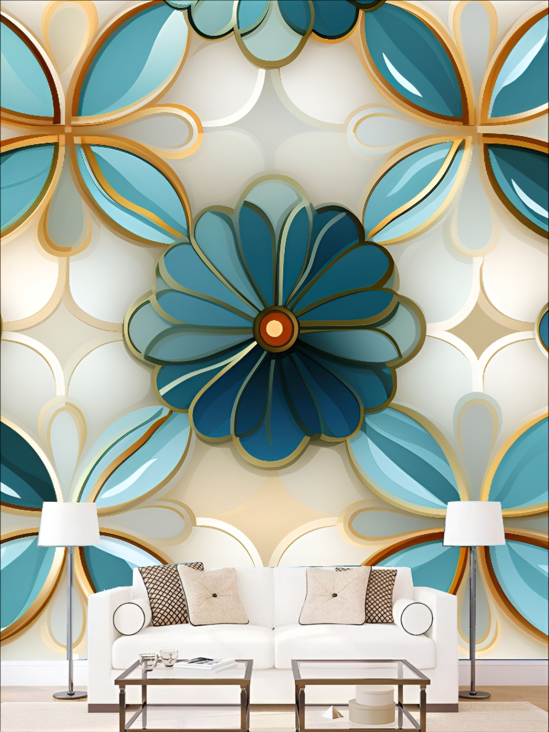 

KSHIRSA White & Green Printed 3D Self Adhesive Wall Sticker