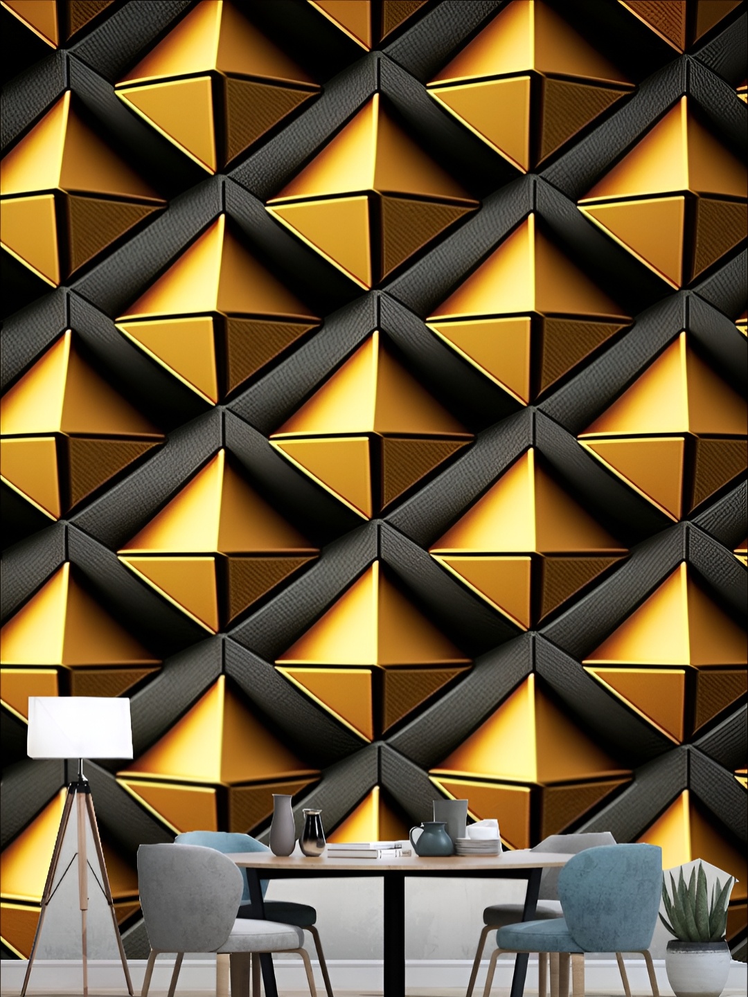 

KSHIRSA Beige & Black 3D Printed Self-Adhesive Wallpaper