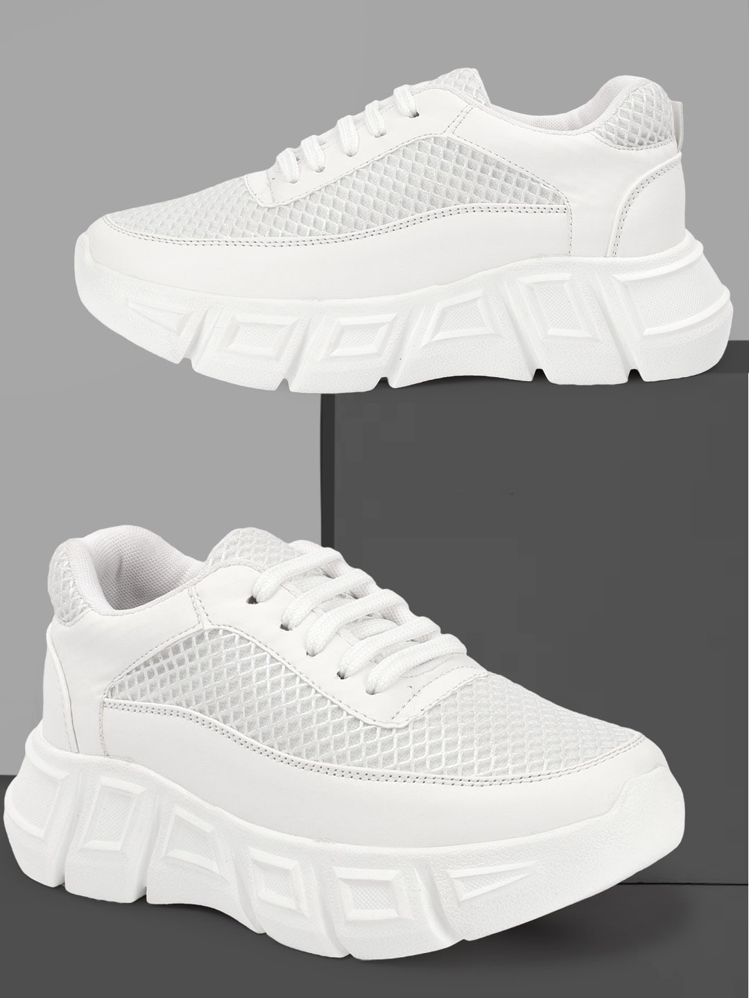 

VENDOZ Women Woven Design Sneakers, White