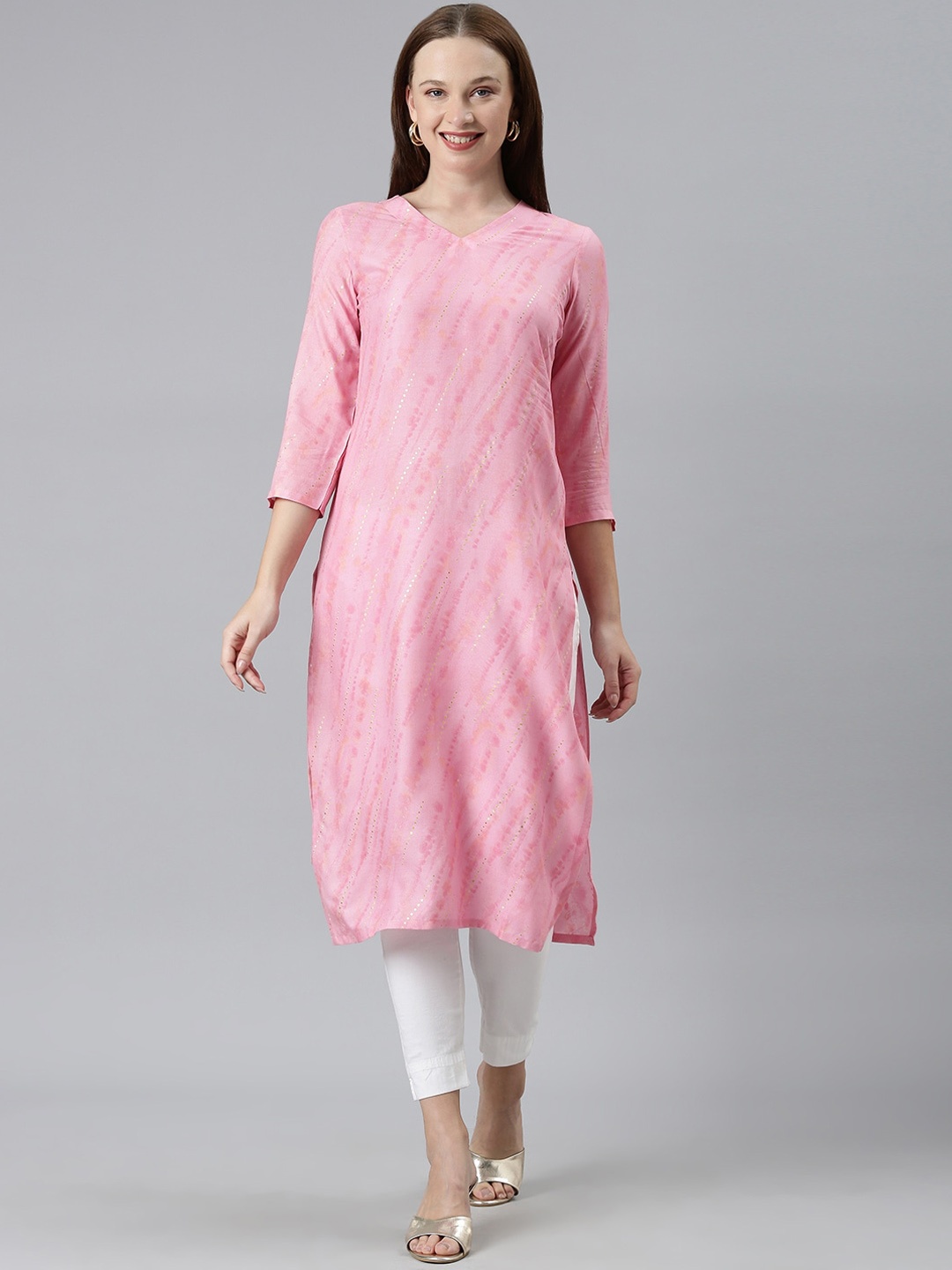 

KALINI Women Embroidered Thread Work Kurta, Pink