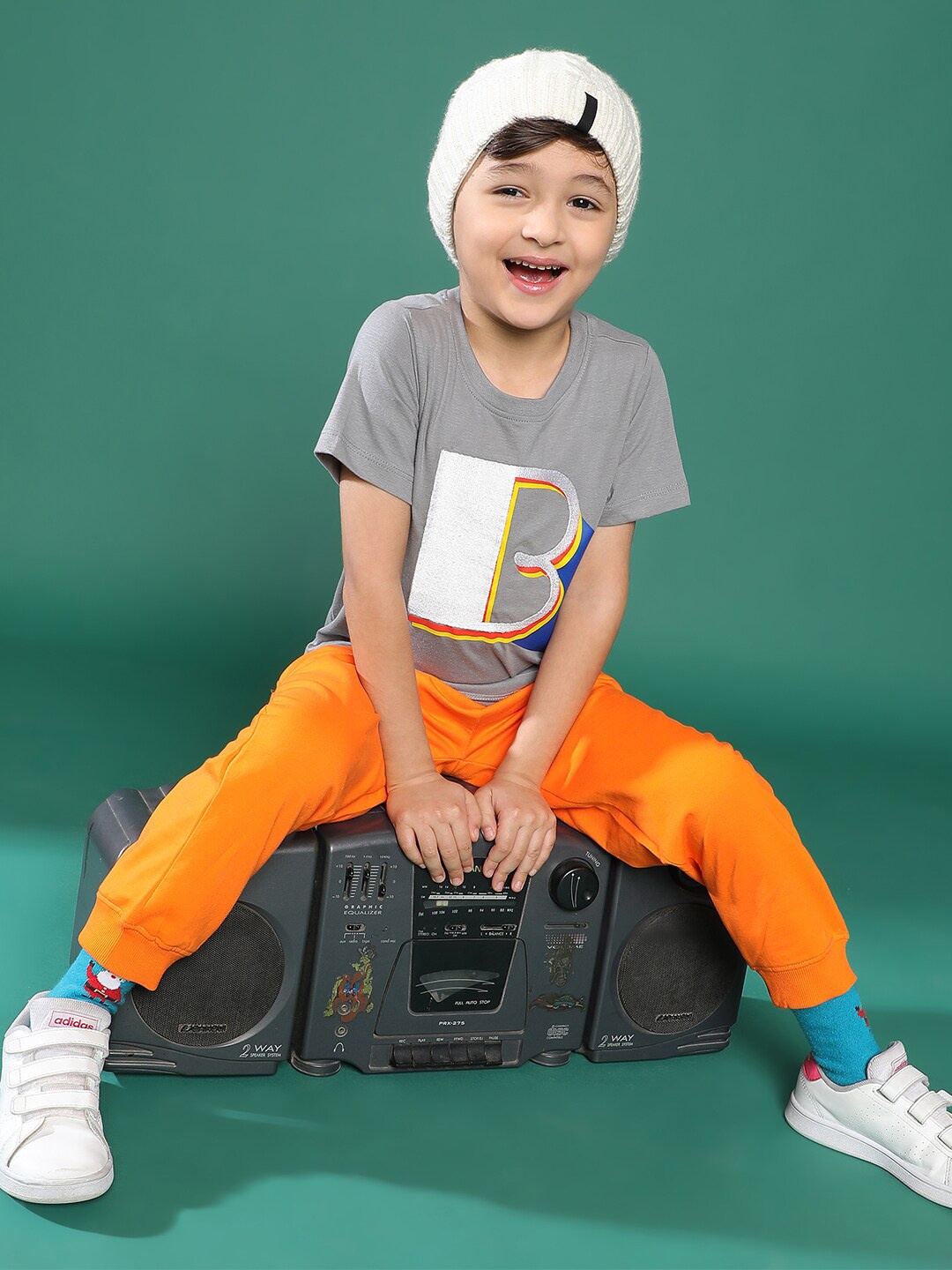 

TALES & STORIES Boys Mid-Rise Joggers Trousers, Orange
