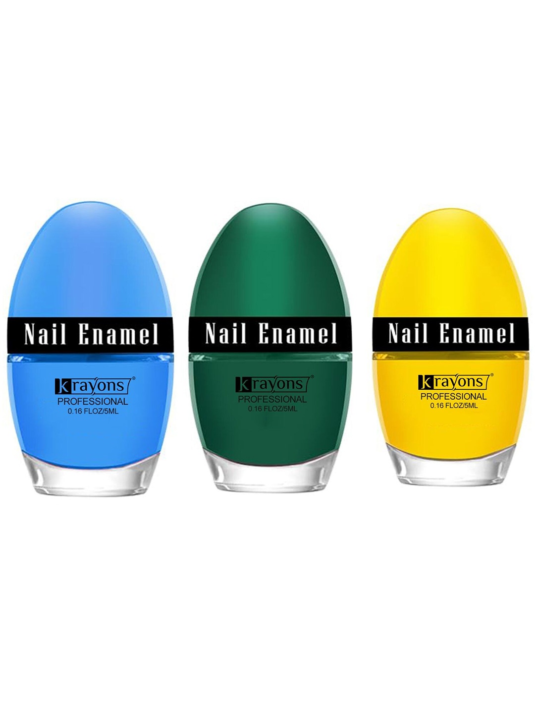 

krayons Set of 3 High Shine Glossy Nail Enamel 5ml Each - Shade 38, 41, 64, Blue