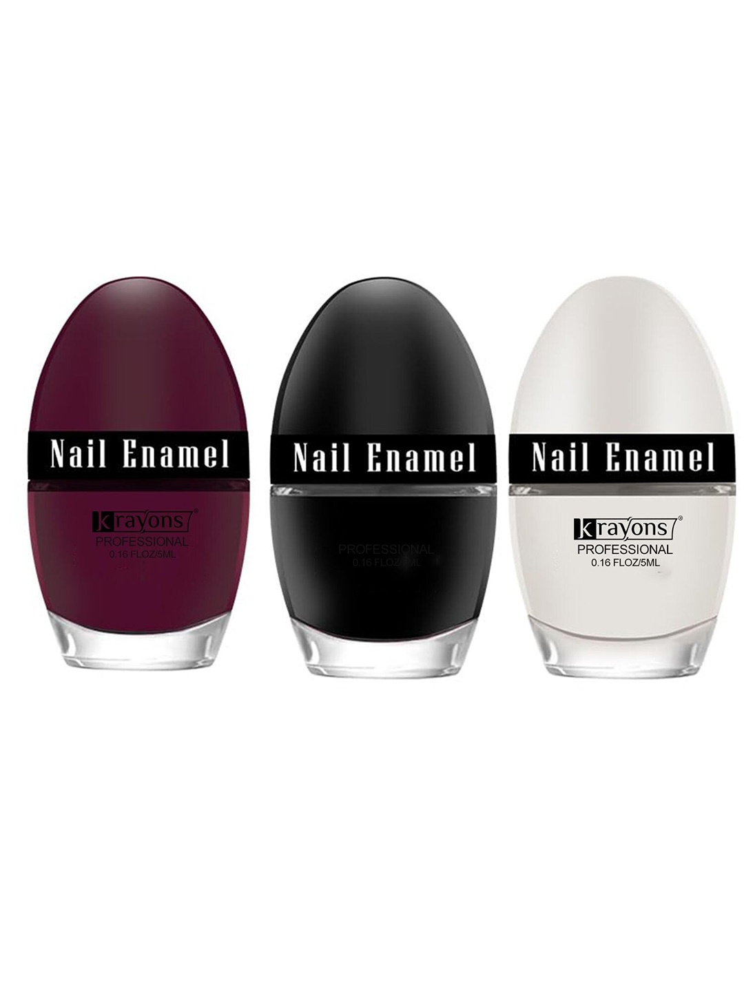 

krayons Set of 3 High Shine Glossy Nail Enamel 5ml Each - Shade 10, 42, 47, Burgundy