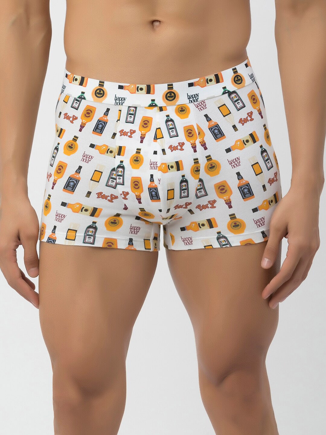 

John Players Printed Mid Rise Trunk JTK028M18S, White