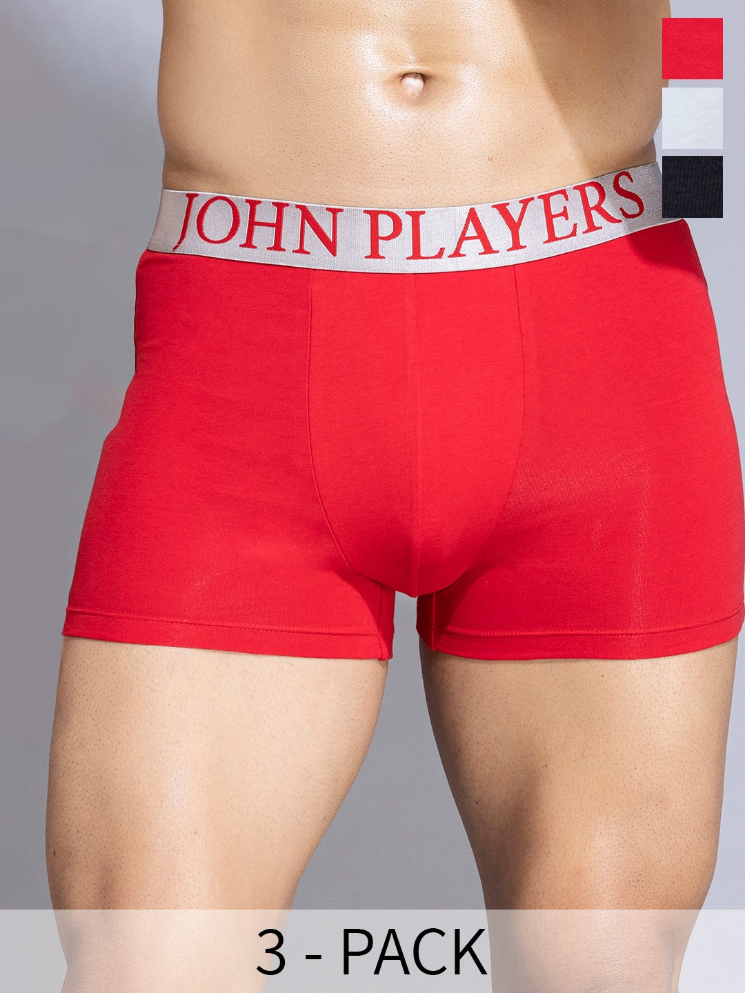 

John Players Pack Of 3 Rash-Free Trunks COMBOJP38S, Red