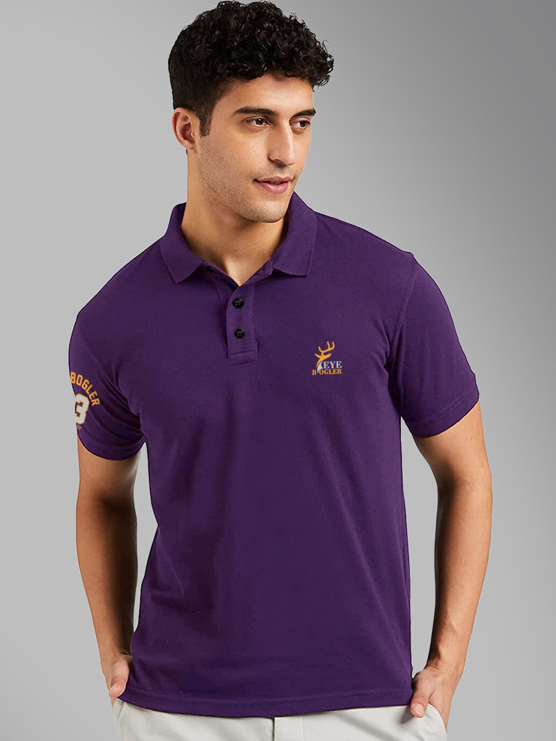 

Eyebogler Men Polo Collar T-shirt, Blue