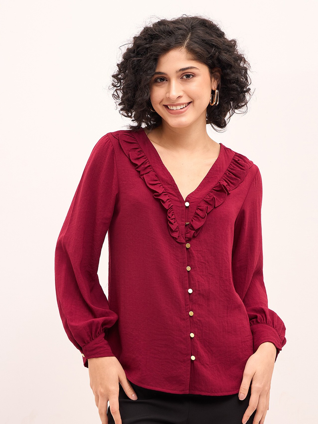 

SALT ATTIRE Shirt Style Top, Maroon