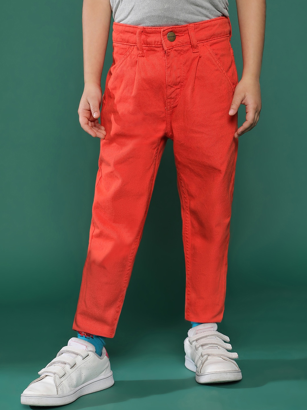 

TALES & STORIES Boys Slim Fit Regular Trouser, Orange