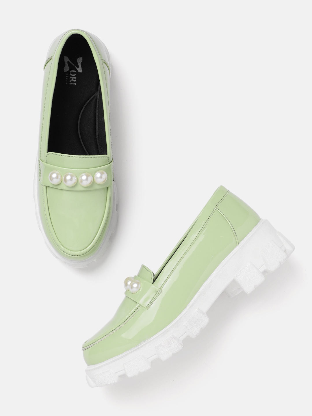 

ZORI WORLD Women Chunky Loafers with Embellished Detail, Sea green