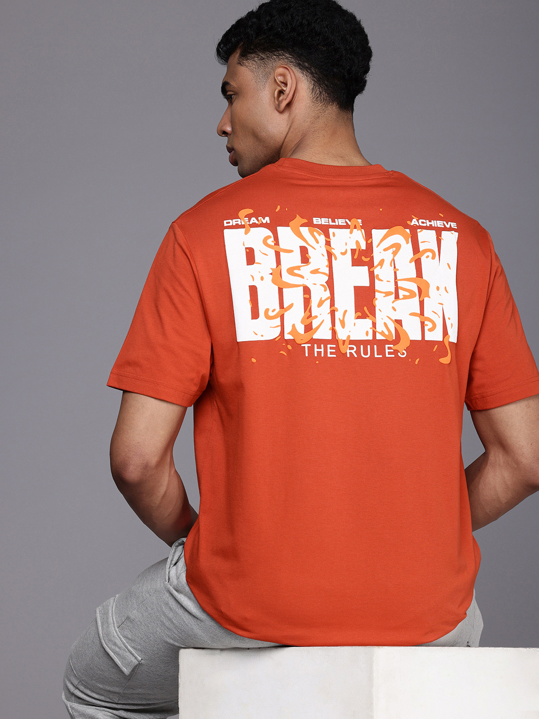 

HRX by Hrithik Roshan Men Typography Printed T-shirt, Rust