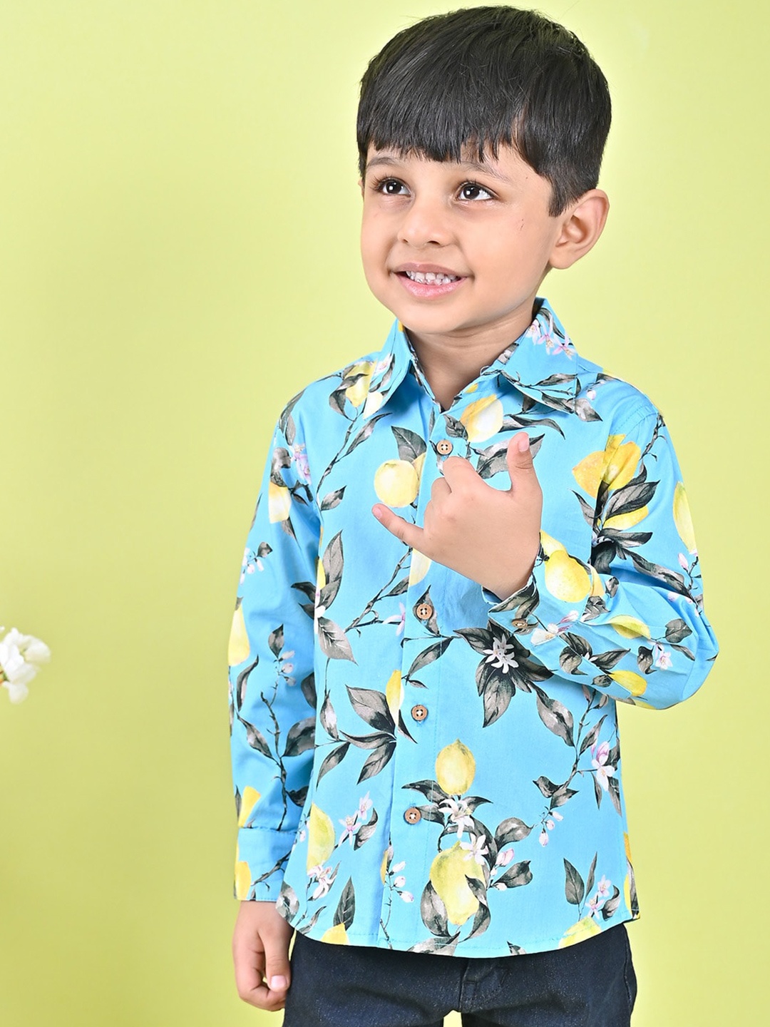 

MOOBA Boys Comfort Floral Opaque Printed Casual Shirt, Blue