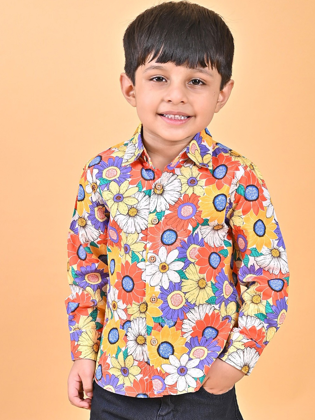 

MOOBA Boys Comfort Opaque Printed Casual Shirt, White