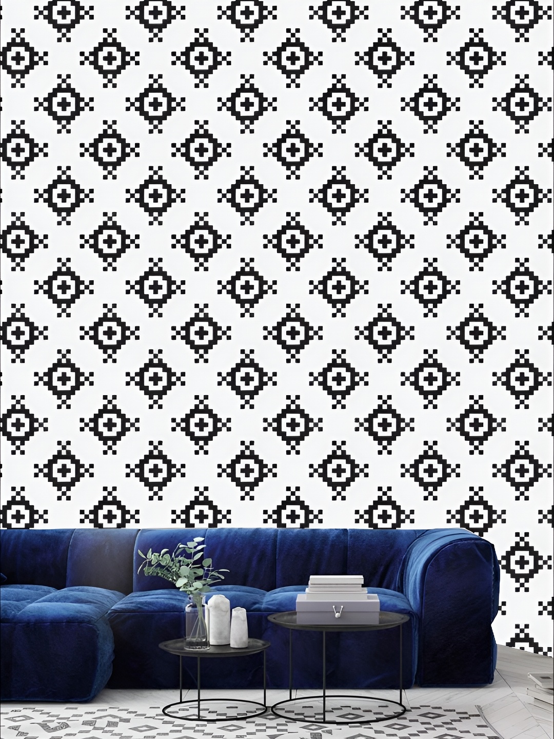 

KSHIRSA White & Black Printed 3D Self Adhesive Wall Sticker