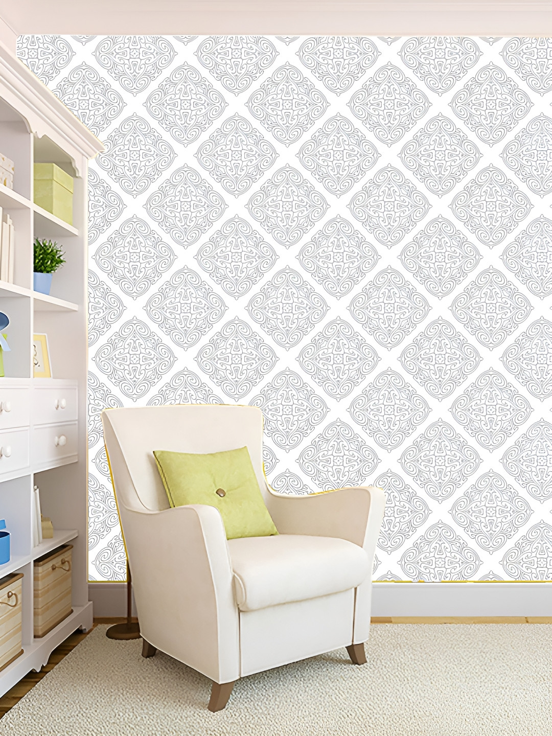 

KSHIRSA Grey & White 3D Printed Self-Adhesive Wallpaper