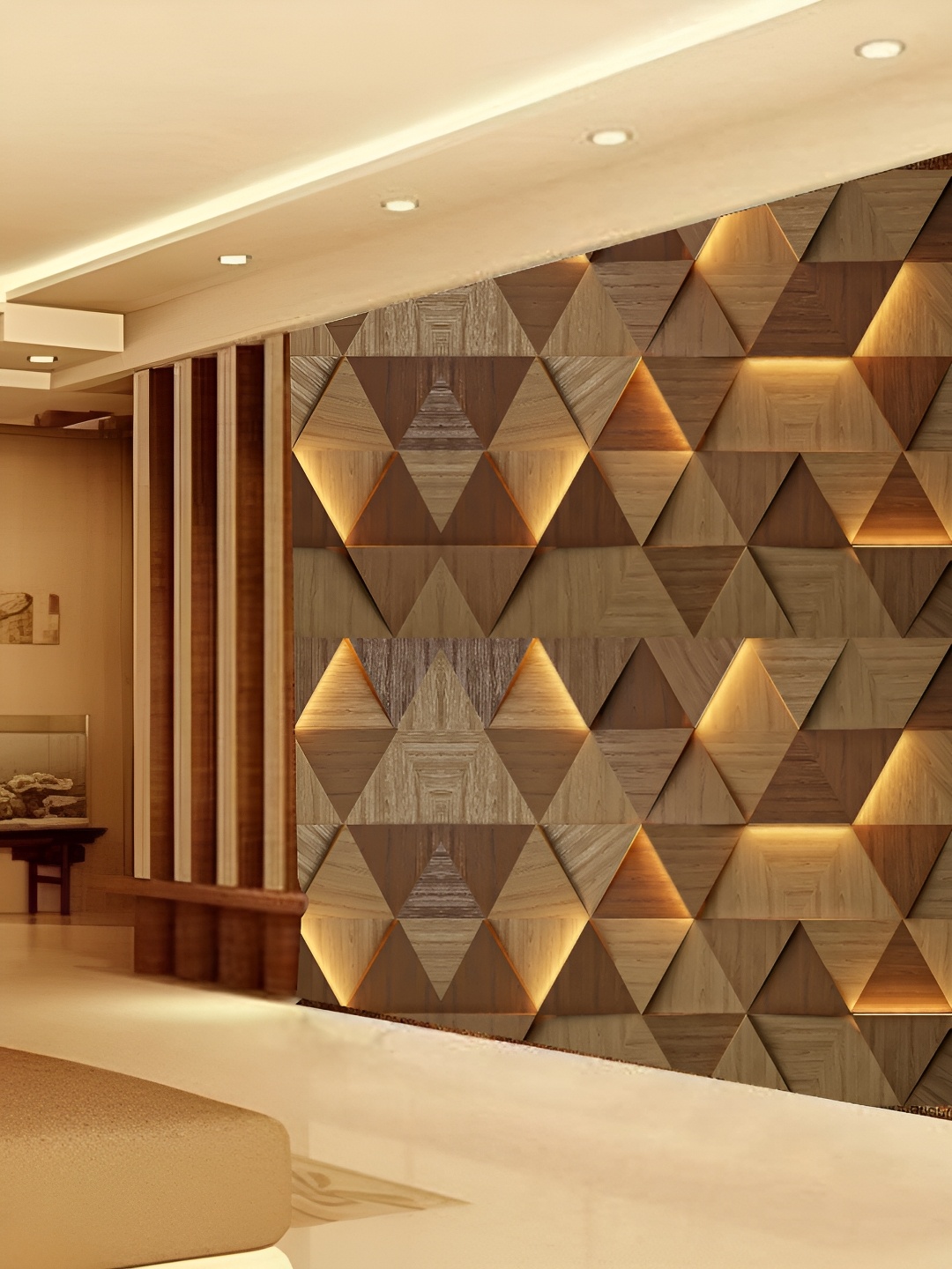 

KSHIRSA Beige & Brown 3D Printed Self-Adhesive Wallpaper