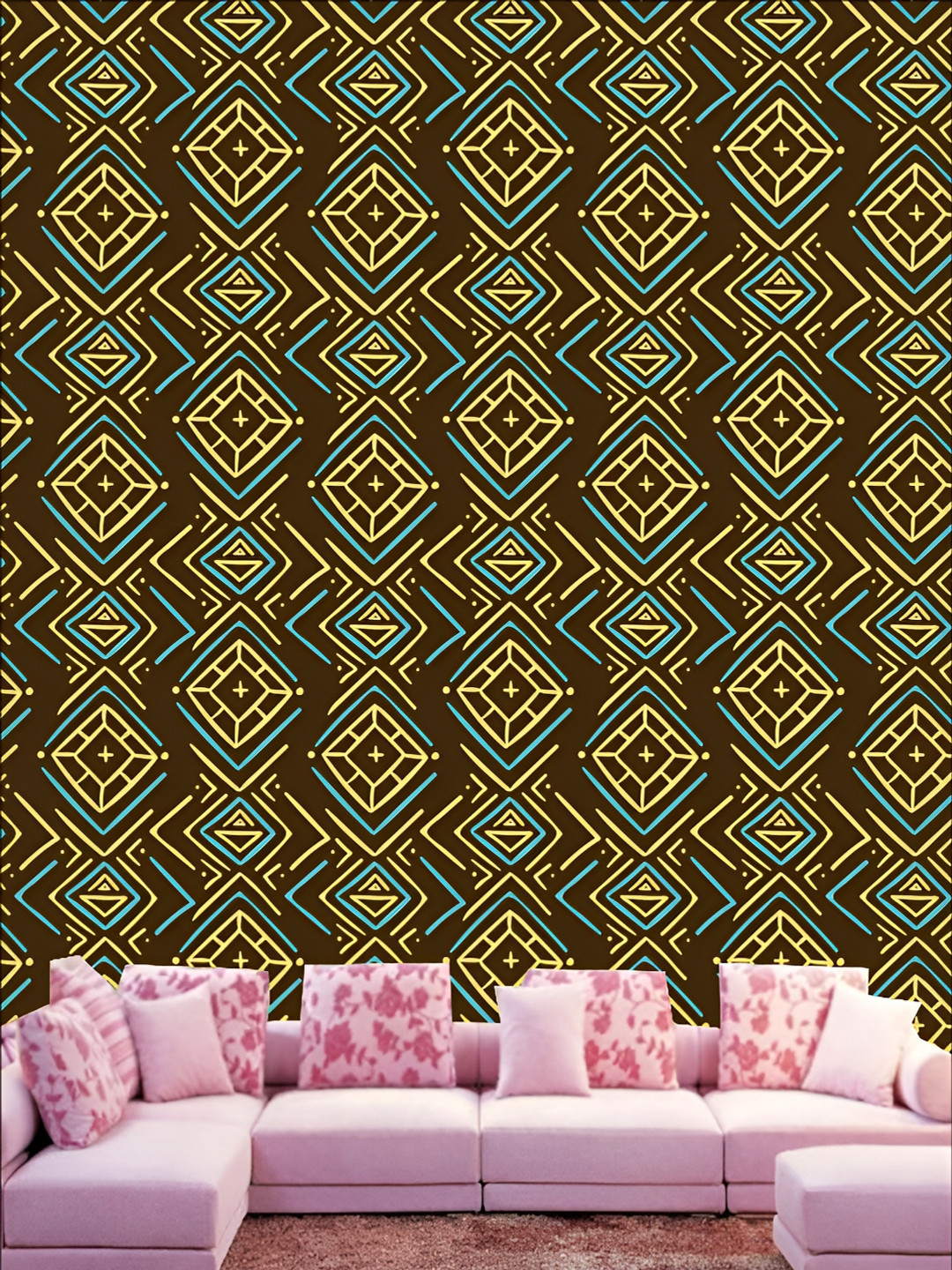 

KSHIRSA Brown & Yellow 3D Printed Self-Adhesive Wallpaper