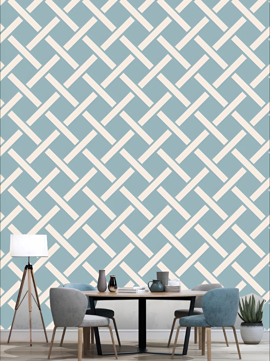 

KSHIRSA Sea Green & Pink 3D Printed Self-Adhesive Wallpaper