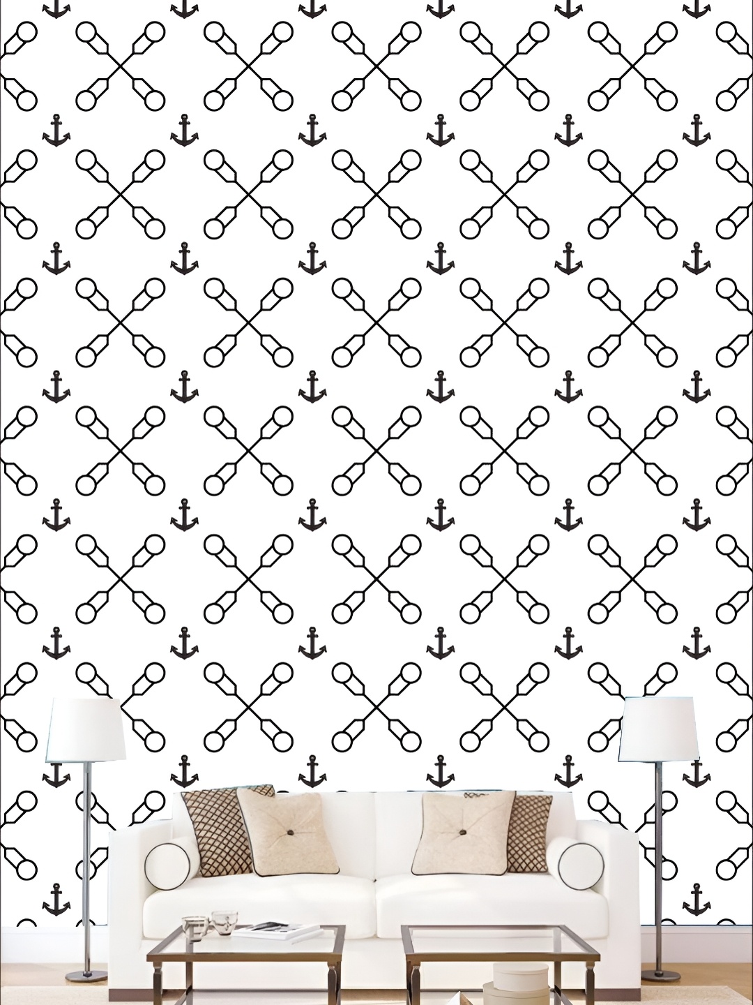 

KSHIRSA Black & White 3D Printed Self-Adhesive Wallpaper