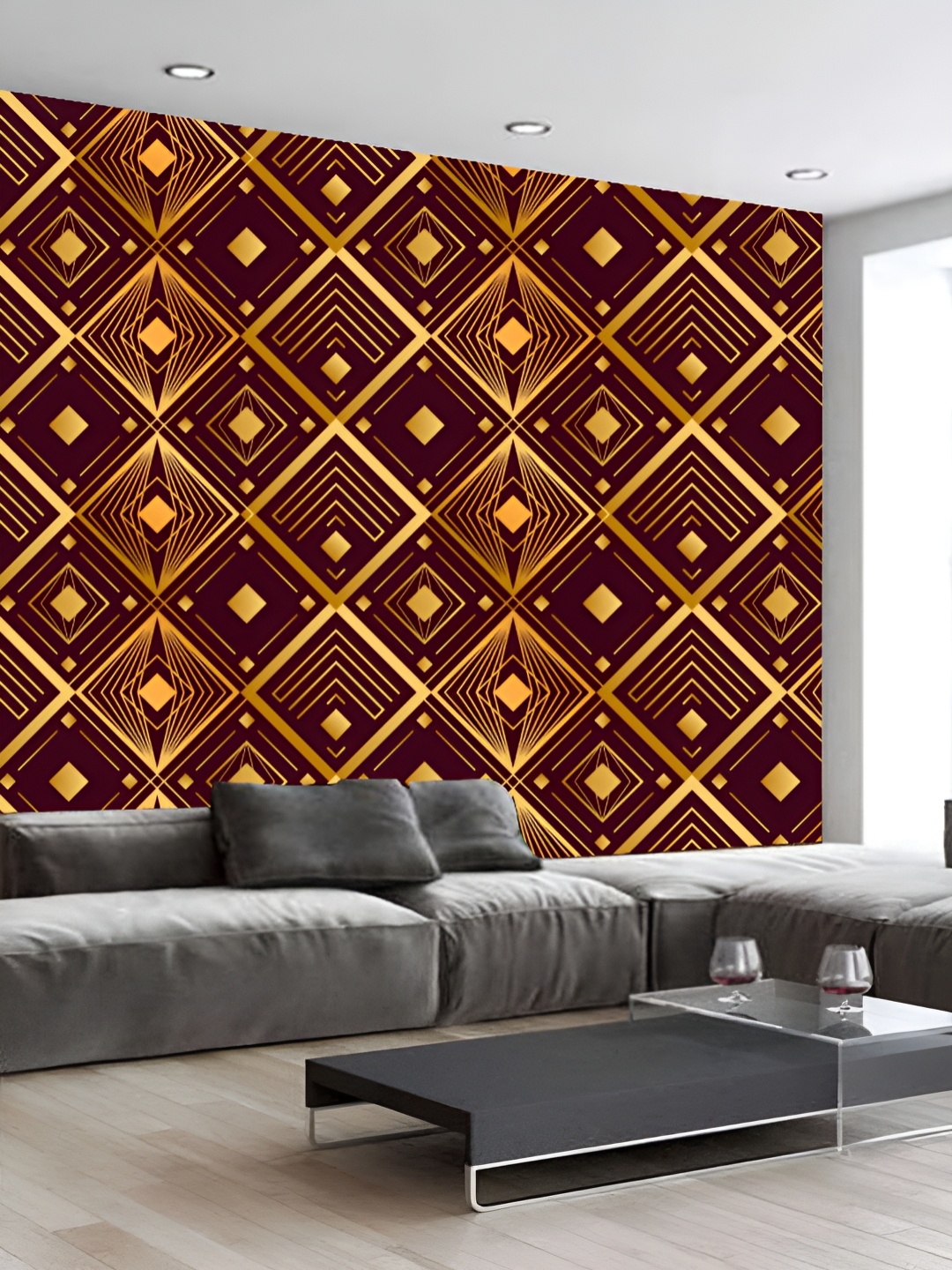 

KSHIRSA Brown & Yellow 3D Printed Self-Adhesive Wallpaper