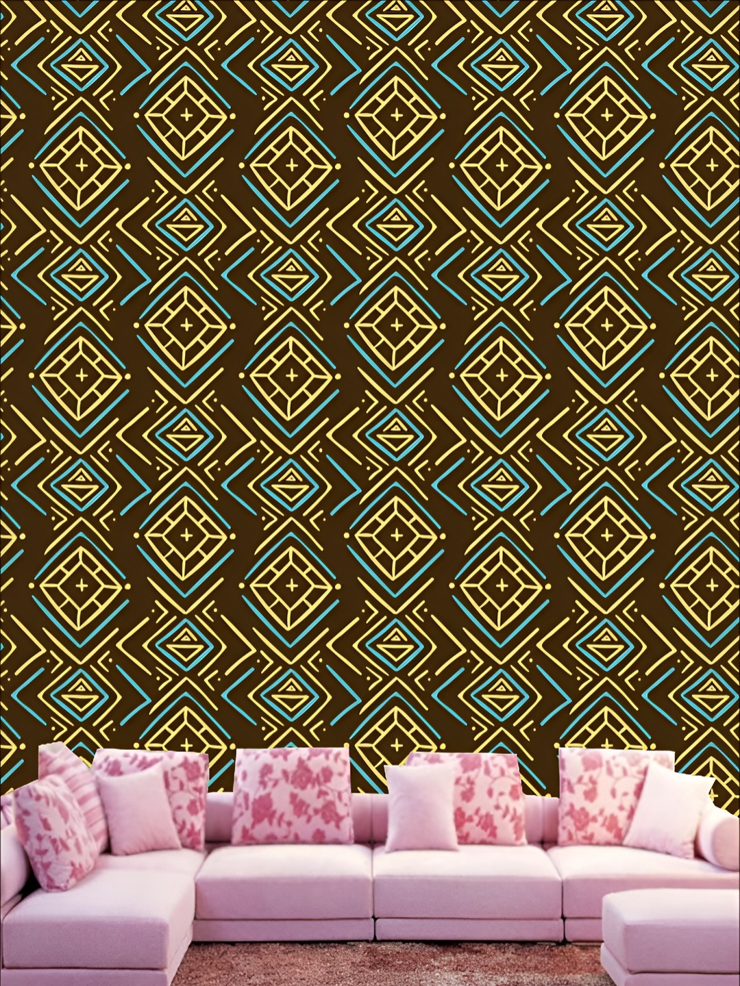 

KSHIRSA Yellow & Brown 3D Printed Self-Adhesive Wallpaper