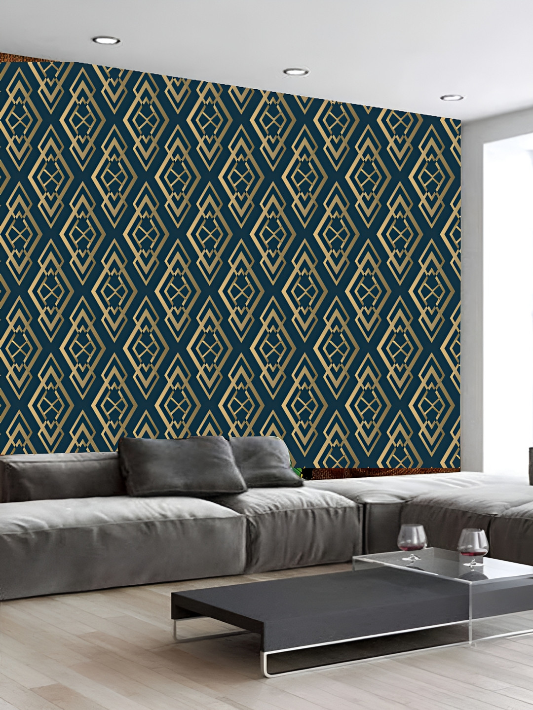 

KSHIRSA Navy Blue Printed Self-Adhesive Wallpaper