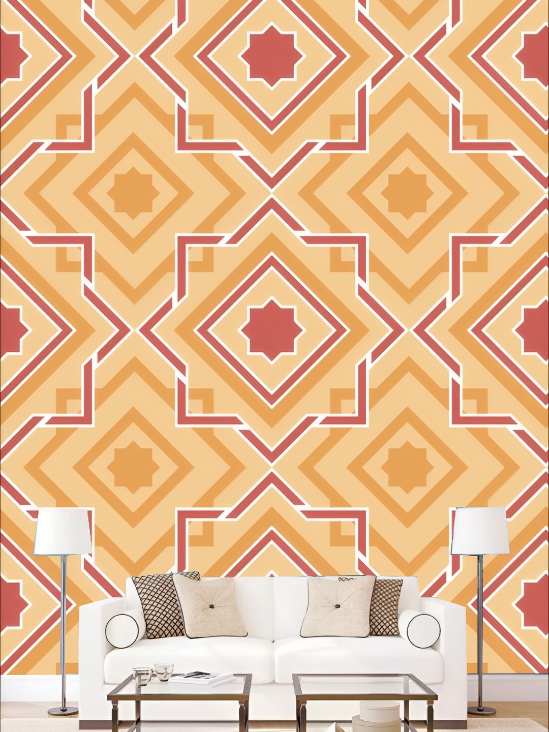 

KSHIRSA Brown & Pink 3D Printed Self-Adhesive Wallpaper