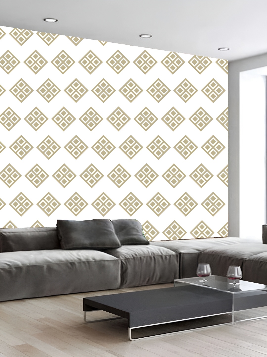 

KSHIRSA Grey & White 3D Printed Self-Adhesive Wallpaper