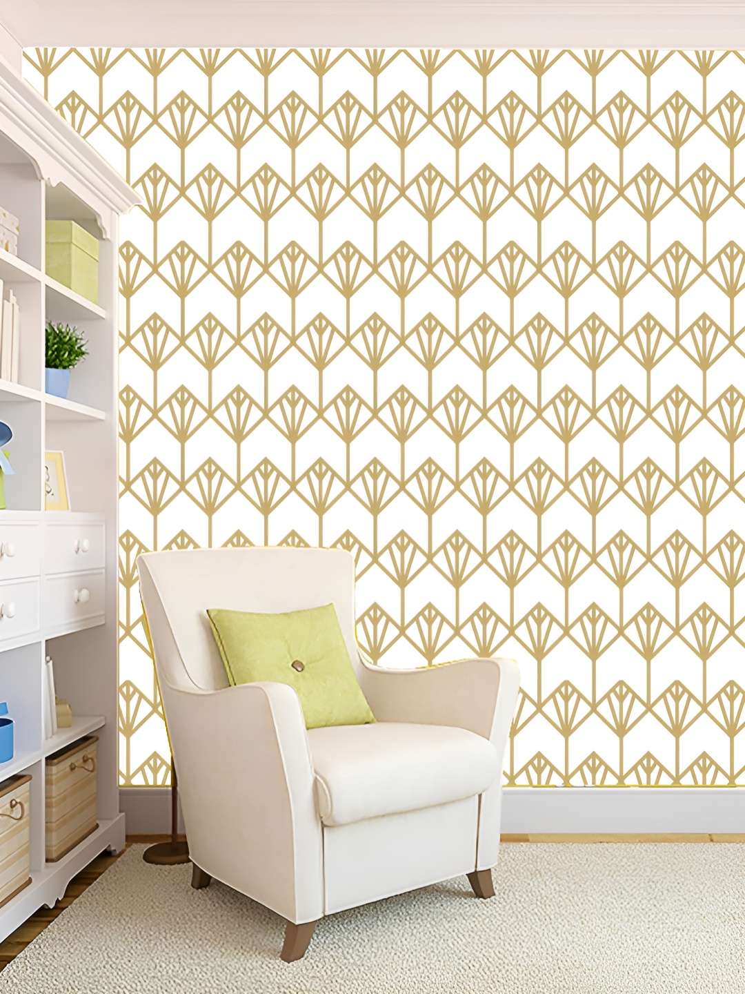 

KSHIRSA White & Beige Printed Self-Adhesive Wallpaper