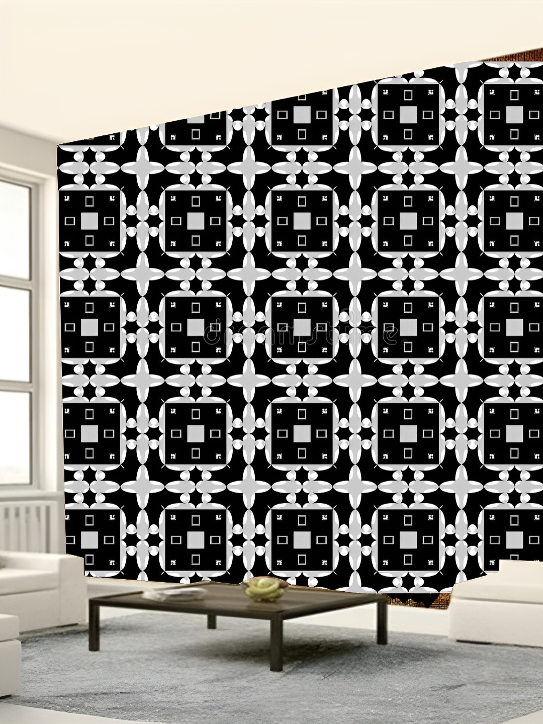 

KSHIRSA Black & White 3D Printed Self-Adhesive Wallpaper