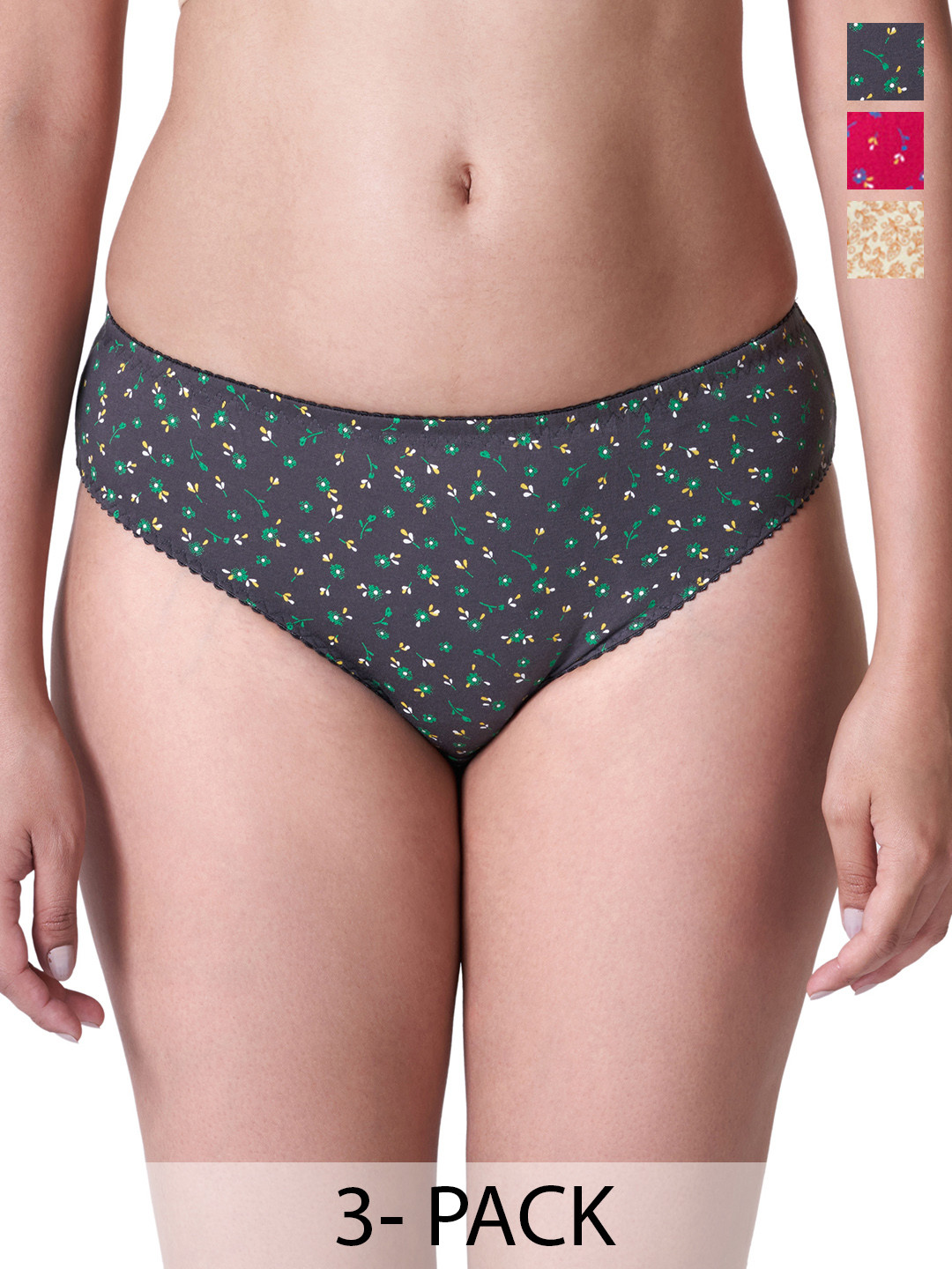 

BLOSSOM Women Printed Hipster Panty With Zigzag Stitch on Borderline_Zigzag Panty 3 PACK, Assorted