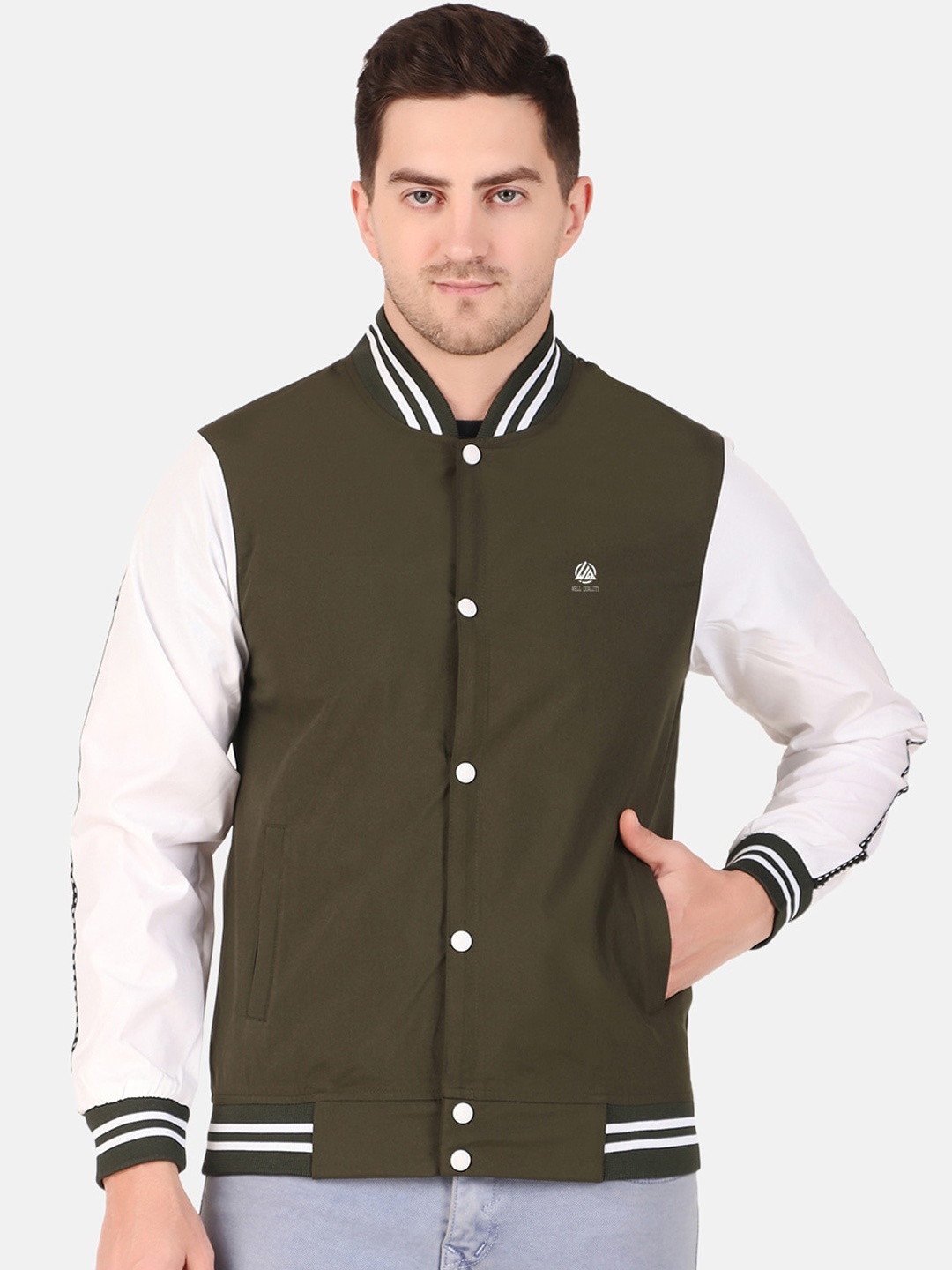 

WELL QUALITY Men Windcheater Training or Gym Windcheater Jacket, Olive