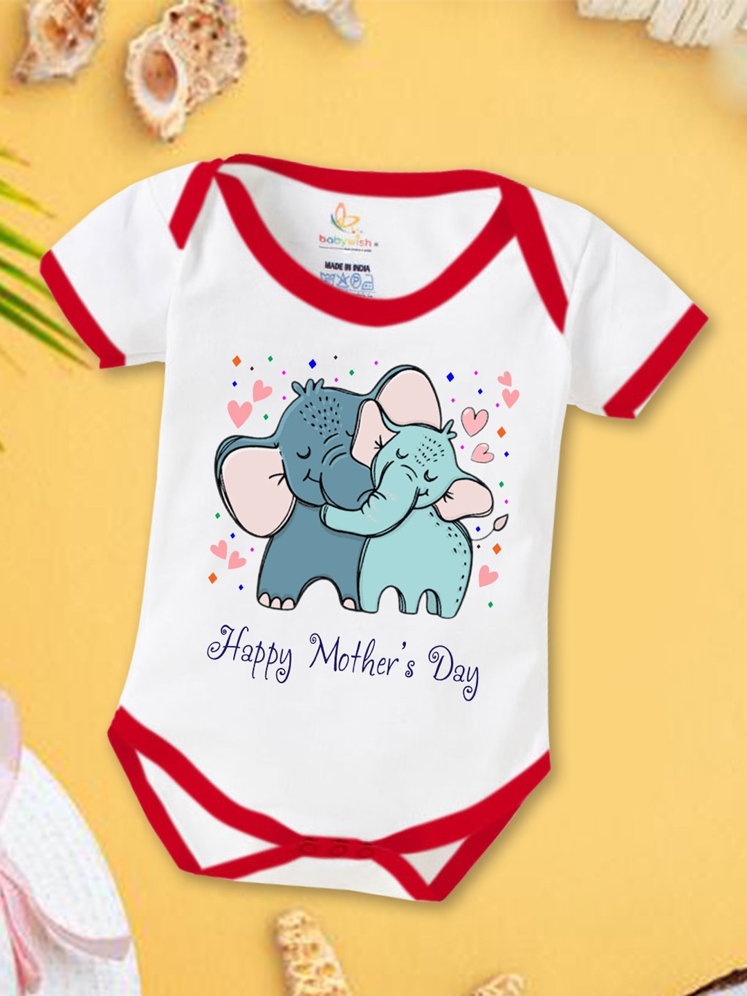 

Babywish Infants Printed Cotton Mother's Day Special Bodysuit, White