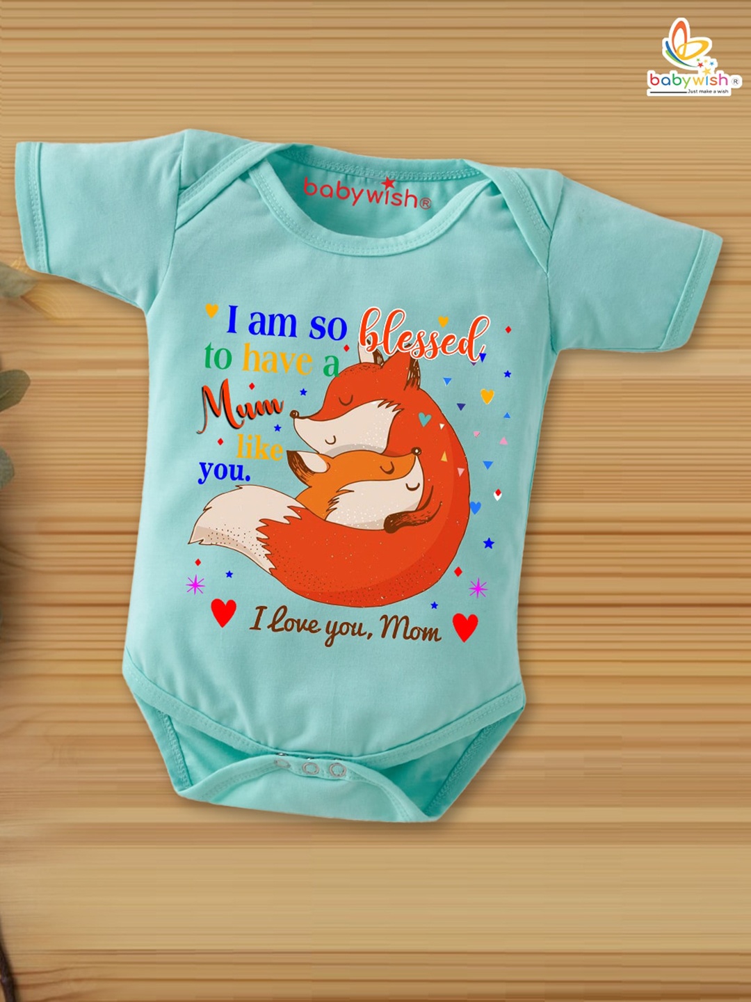 

Babywish Infants Mother's Day Printed Cotton Bodysuit, Sea green