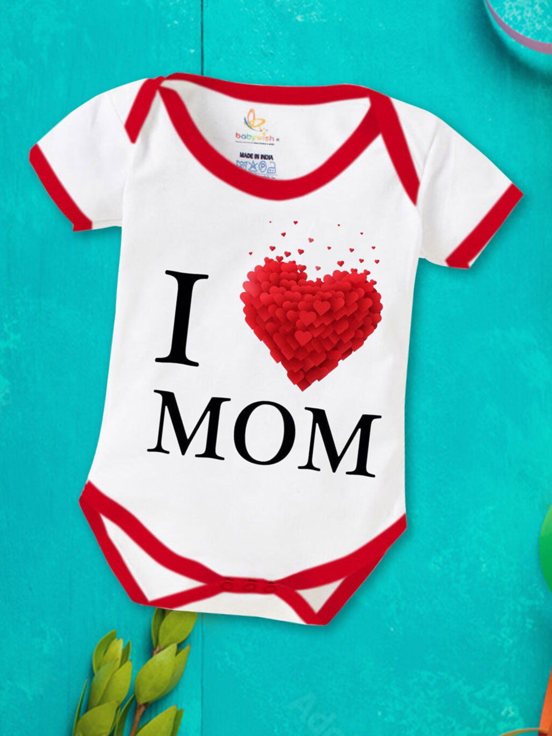 

Babywish Infants Printed Cotton Mother's Day Special Bodysuit, Red