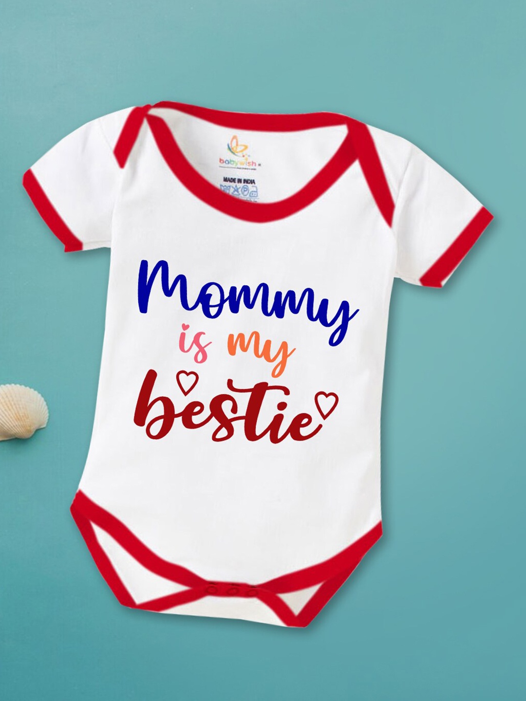 

Babywish Infants Printed Cotton Mother's Day Special Bodysuit, Red