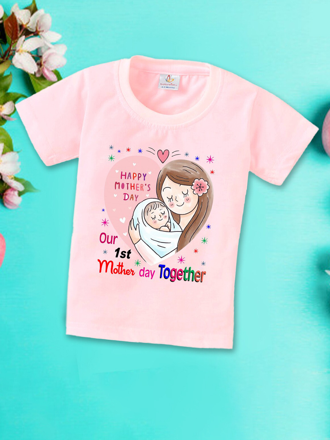 

Babywish Kids Printed Applique T-shirt, Pink