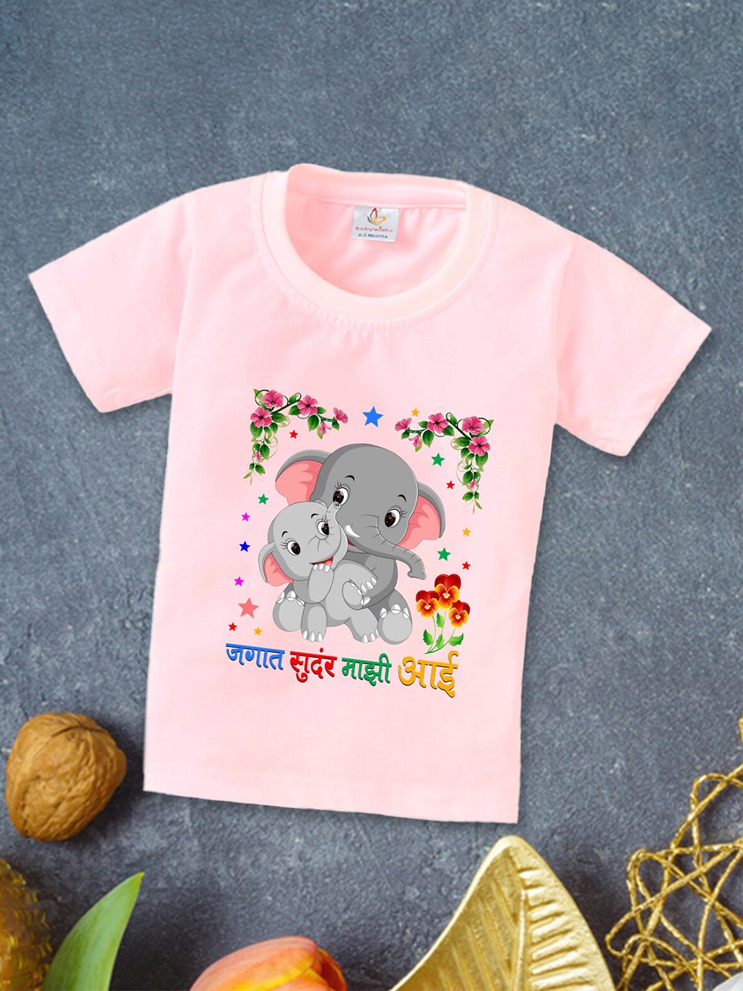 

Babywish Kids Printed Applique T-shirt, Pink