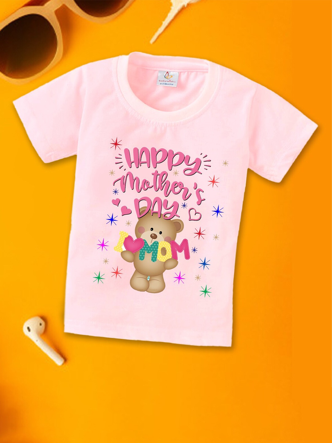 

Babywish Kids Printed Applique T-shirt, Pink